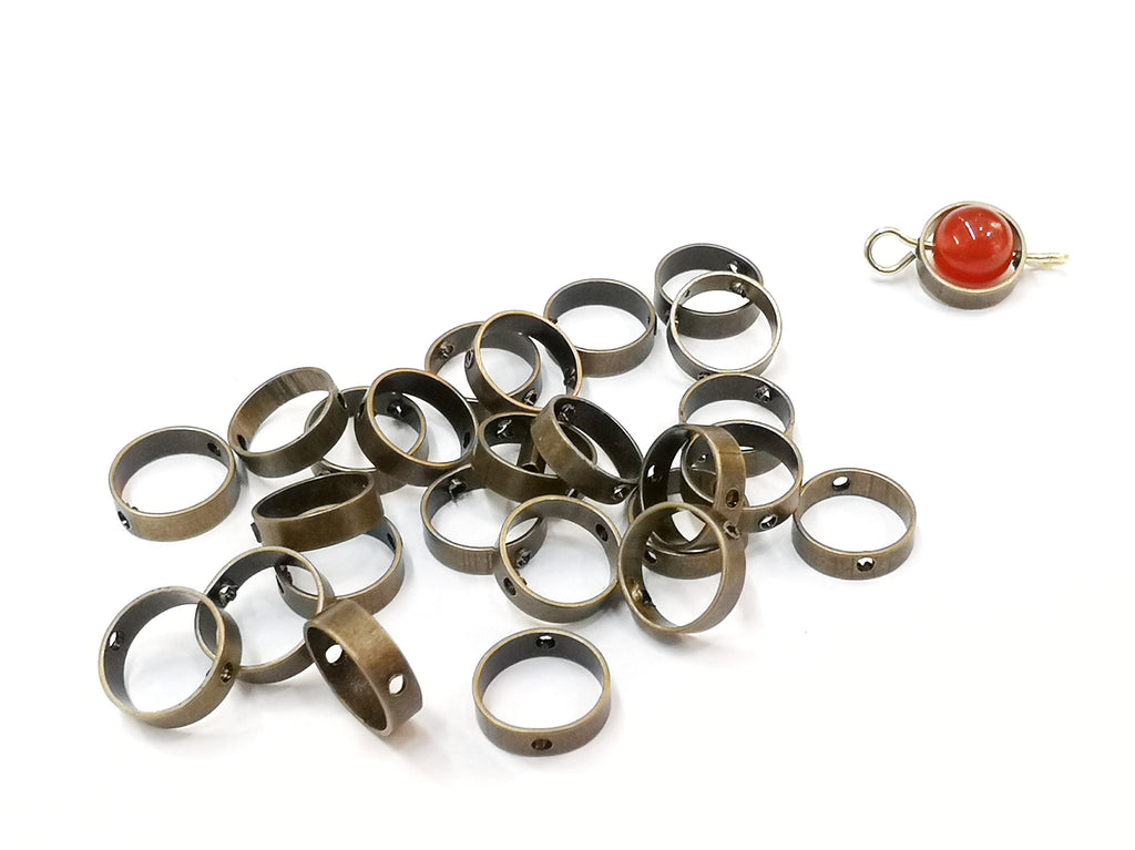 Brass Bead, Round Bead Frame, 7mm, 12pcs | 雙孔銅圈, 7mm, 12個