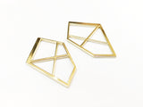 Charm, Alloy metal, 23x36mm, geometric, gold color, 2 pcs | 合金吊咀, 幾何圖形, 23x36mm, 金色, 2個