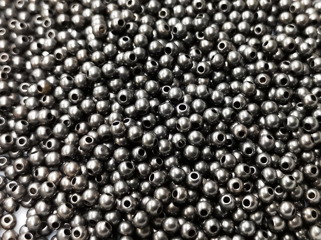Bead, Brass, 3mm, Solid Ball, Dark Pewter | 3mm圓形實心銅珠, 深克叻色