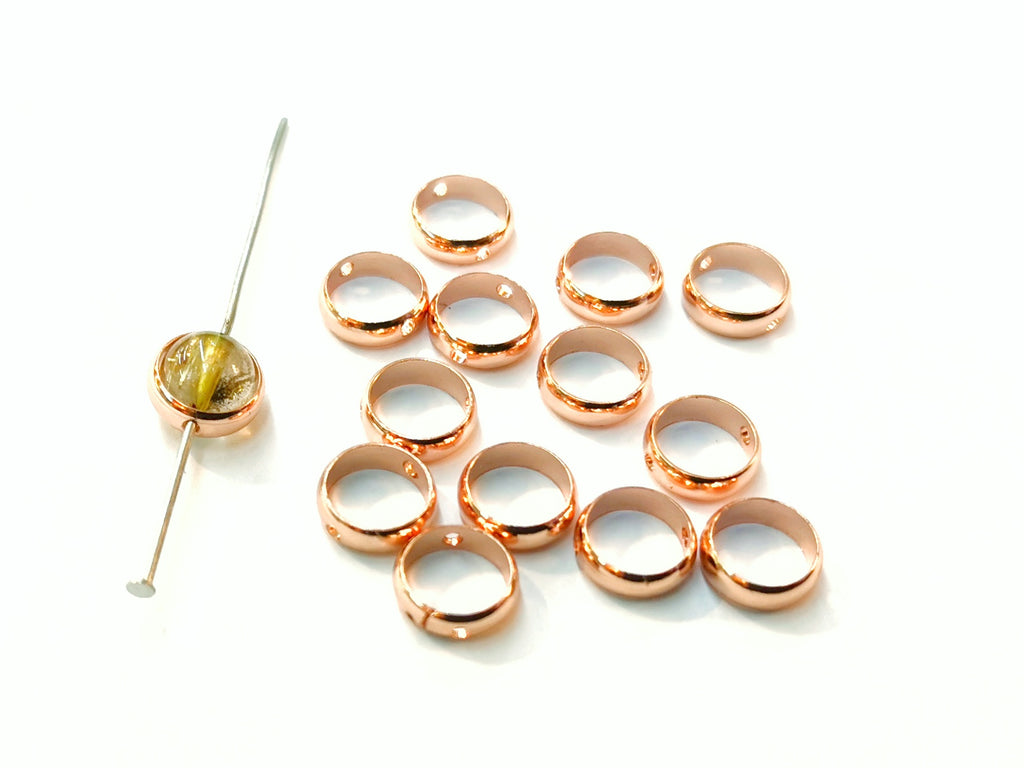 Brass Bead, Round Bead Frame, 6mm, 8pcs | 雙孔銅圈, 6mm, 8個