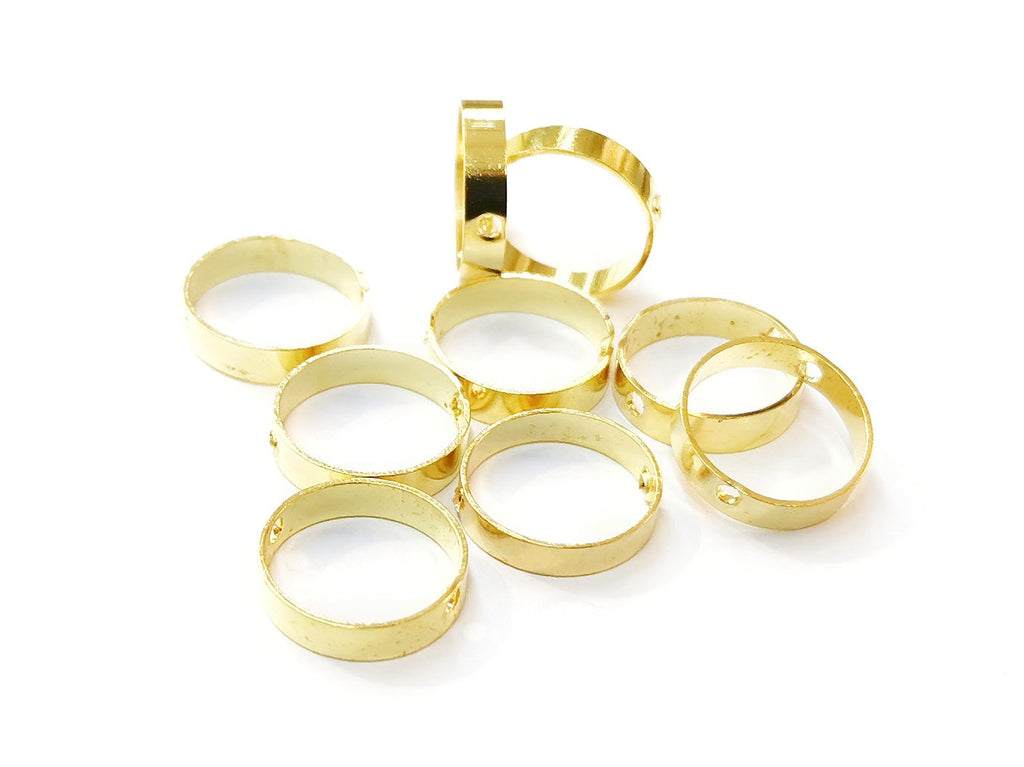Brass Bead, Round Bead Frame, 9mm/11mm, 6 pcs | 雙孔銅圈, 9mm/11mm, 6個