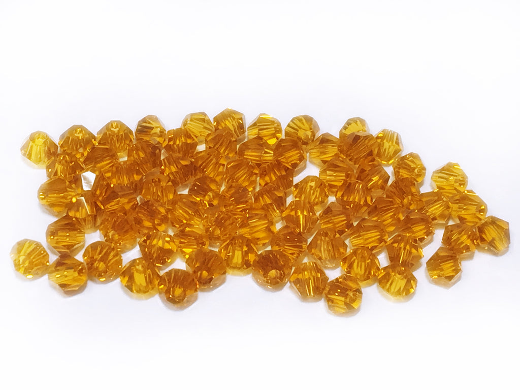 Bicone Glass Bead, 5mm, Goldenrod, 72 pcs | 雙尖水晶玻璃, 5mm, 中黃, 72粒