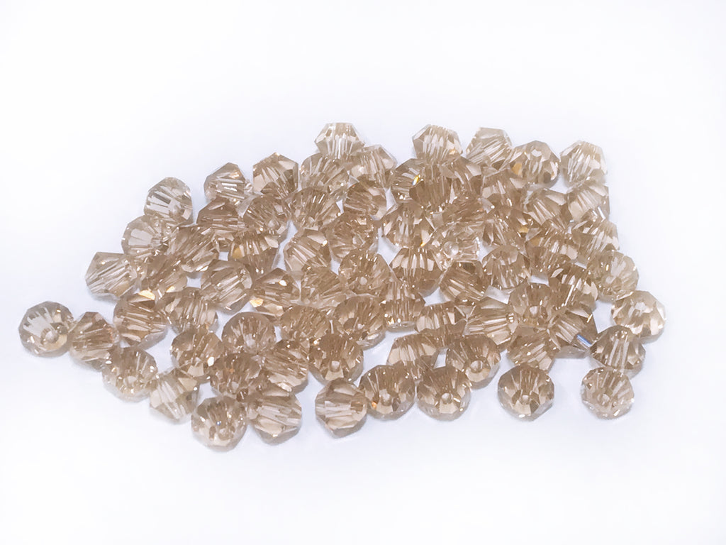 Bicone Glass Bead, 5mm, Tan, 72 pcs | 雙尖水晶玻璃, 5mm, 銀香檳, 72粒