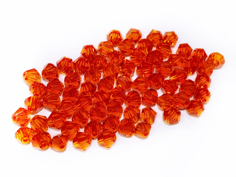 雙尖水晶玻璃, 5mm, 橙色, 72粒