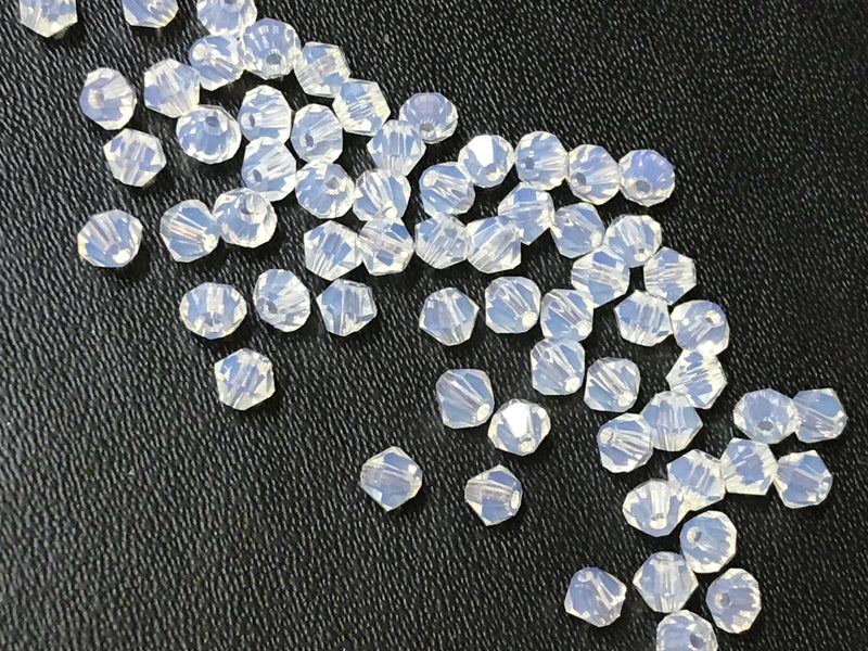 雙尖水晶玻璃, 3mm, 蛋白色, 144粒