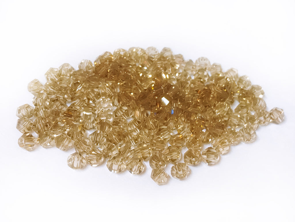Bicone Glass Bead, 4mm, Tan, 144 pcs | 雙尖水晶玻璃, 4mm, 銀香檳, 144粒