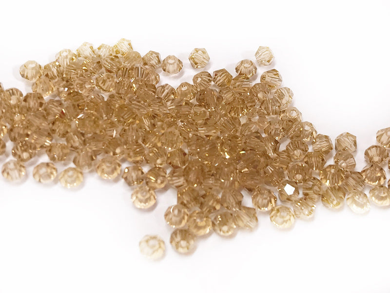 雙尖水晶玻璃, 3mm, 煙黃, 144粒