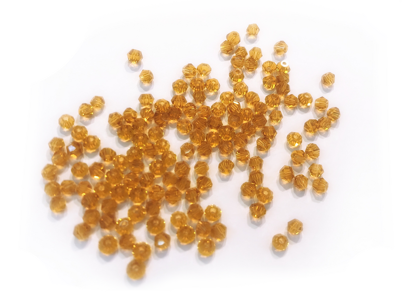 雙尖水晶玻璃, 3mm, 中黃, 144粒