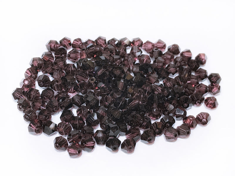 雙尖水晶玻璃, 4mm, 紫羅蘭, 144粒