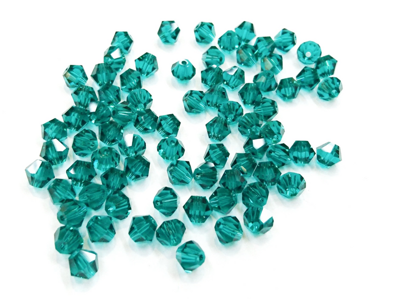雙尖水晶玻璃, 6mm, 孔綠, 72粒