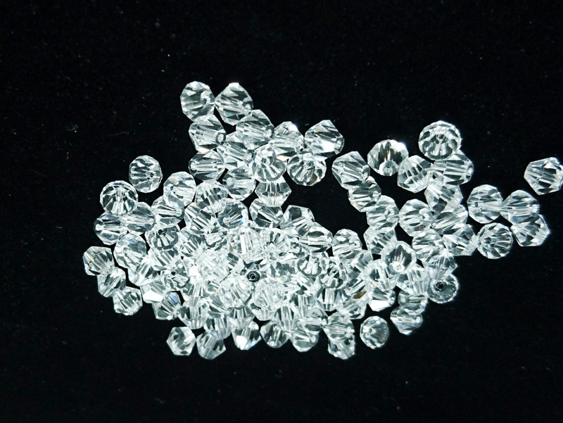 雙尖水晶玻璃, 6mm, 透明白, 72粒