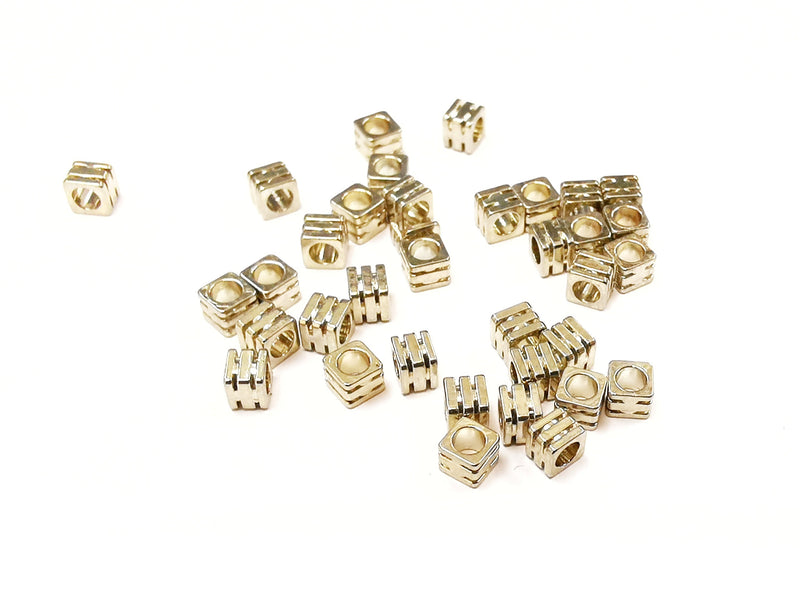 隔珠, 銅珠, 3mm/4mm/5mm, 方形批花珠