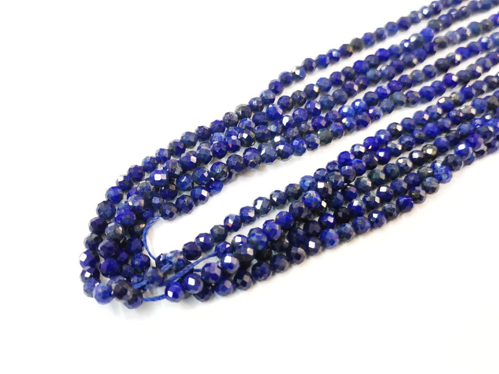 Gemstone beads, faceted round, Lapis lazuli | 天然水晶, 圓形切面, 青金石