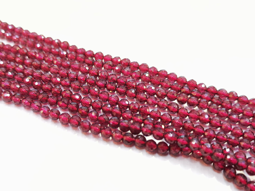 Gemstone beads, faceted round, Garnet | 天然水晶, 圓形切面, 石榴石