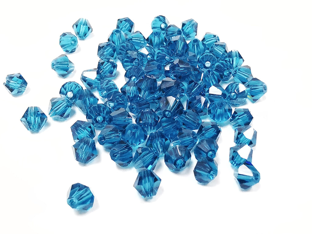Bicone Glass Bead, 6mm, Teal, 72pcs | 雙尖水晶玻璃, 6mm, 孔藍, 72粒