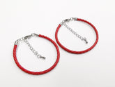 紅色牛皮手鏈,不銹鋼扣