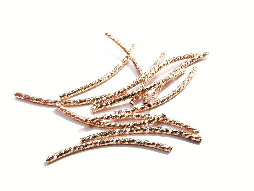 Curved Bugle, Brass, Mutli-cut, 1.5x30mm | 銅彎管, 1.5x30mm批花款