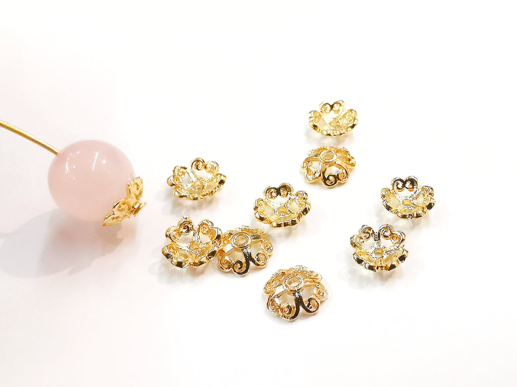 Bead Cap, Brass, 6/8/10mm, 10 Pieces | 銅珠蓋, 6/8/10mm, 10個