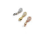 Bail, Brass, Cubic Zirconia, 6x18mm, 1 pc | 銅瓜子扣,方晶鋯石, 6x18mm, 1個