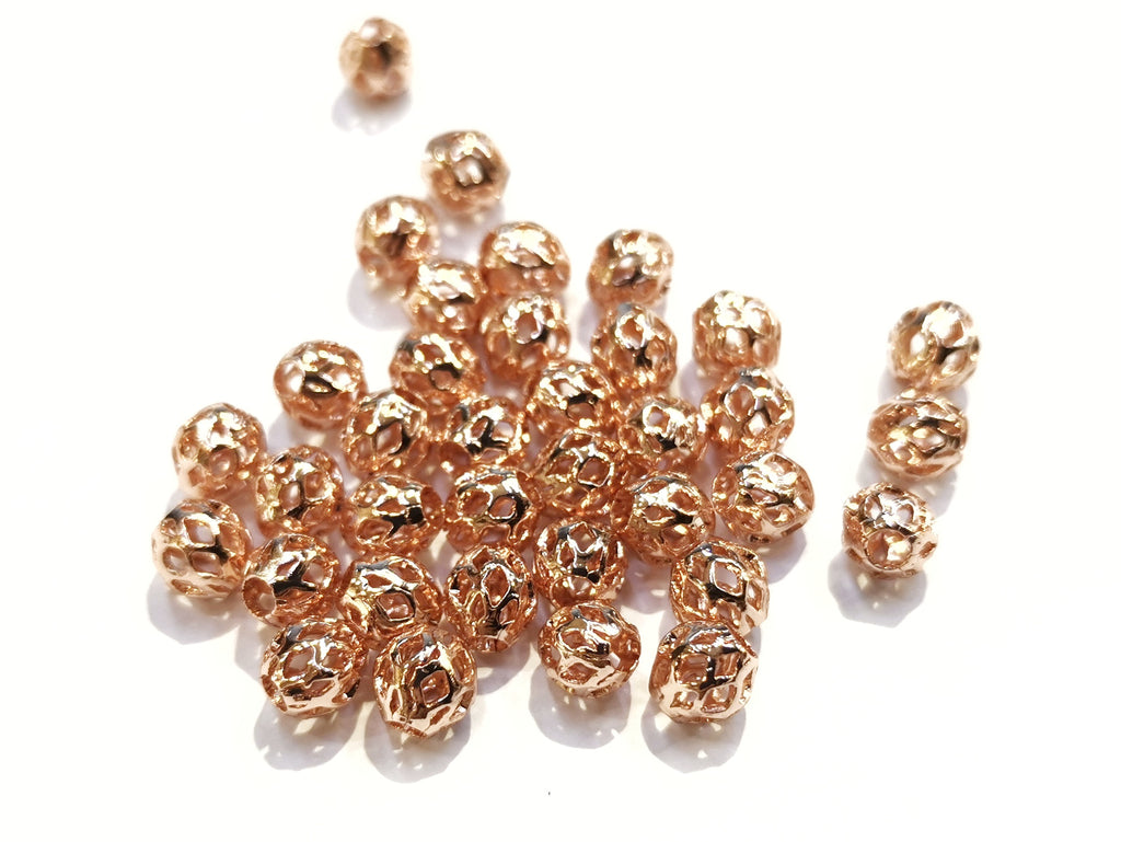 Bead, Brass, 6mm round, 20 pcs | 銅珠, 6mm通花銅珠, 20個