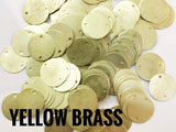 Clearance, Brass sequins, 13mm, 2 holes, 50 pcs | 特價, 圓銅片, 13mm, 雙孔, 50個
