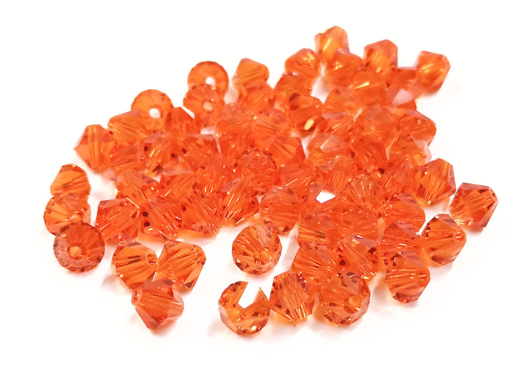 Bicone Glass Bead, 8mm, orange, 36pcs | 雙尖水晶玻璃, 8mm, 橙色, 36粒