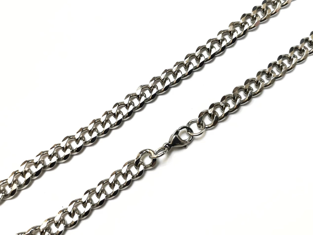 30" Stainless Steel Necklace, 7mm Flat Curb Chain | 30" 不鏽鋼項鏈 7mm扁鏈