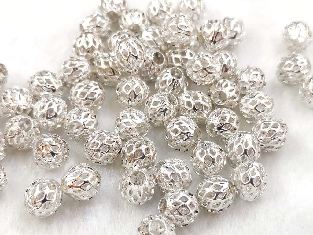 Bead, Brass, 7.5mm round, 12 pcs | 銅珠, 7.5mm通花銅珠, 12個