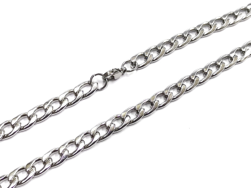 Stainless Steel Necklace, 6.5mm Flat Curb Chain | 不鏽鋼項鏈 6.5mm扁鏈