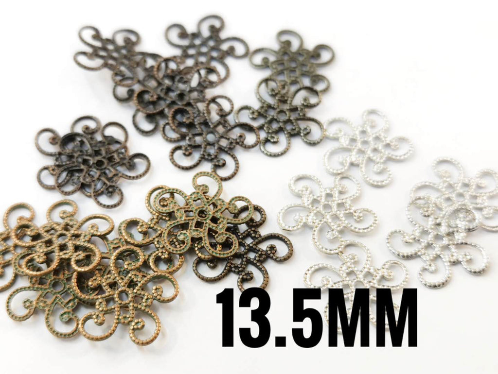 Brass Charm, 5-petal flowers, 13.5mm, 24 pcs | 圓銅片, 花形, 13.5m, 24個