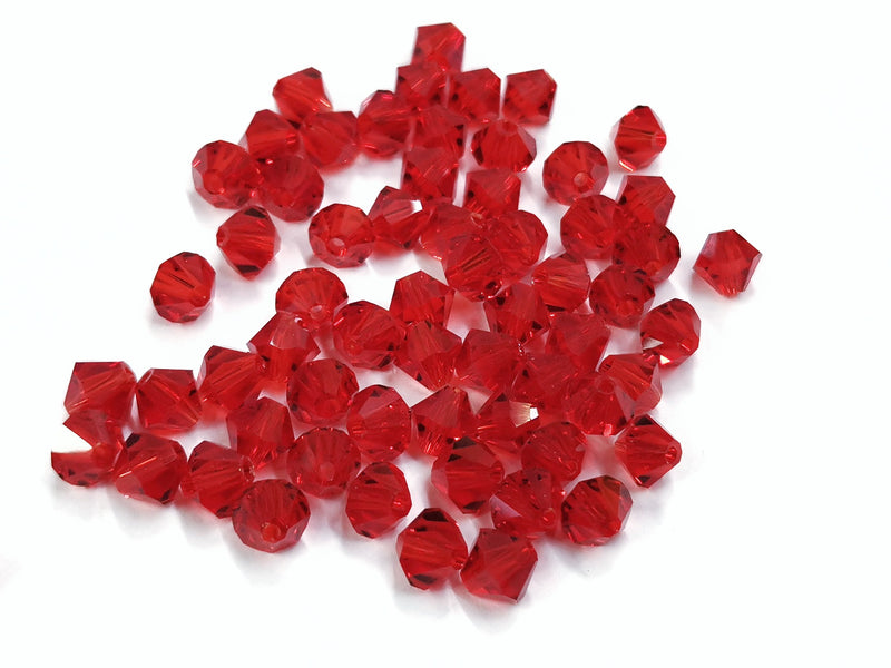 雙尖水晶玻璃, 8mm, 大紅, 36粒