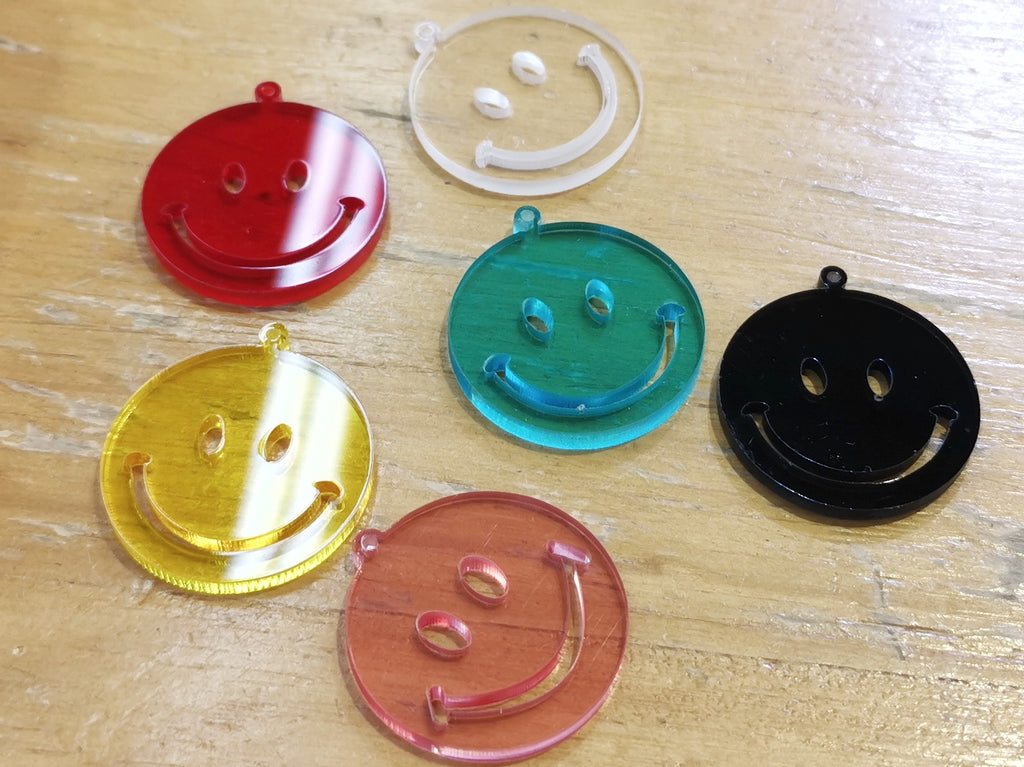Acrylic charm, smile face charm, 2.9cm, 1 pc | 透明吊飾, 笑面, 2.9cm, 1個