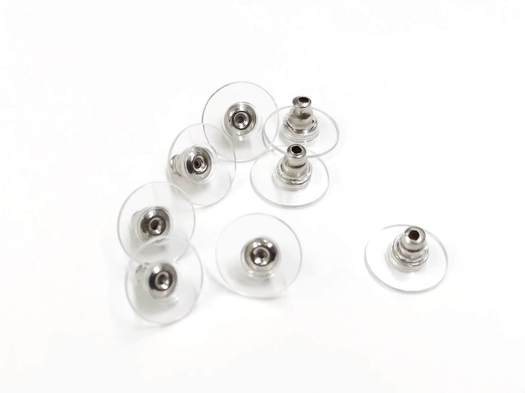 Earnut stainless steel earring back stopper, 12mm, 4 Pairs | 不鏽鋼耳塞, 帶膠片, 12mm, 4對