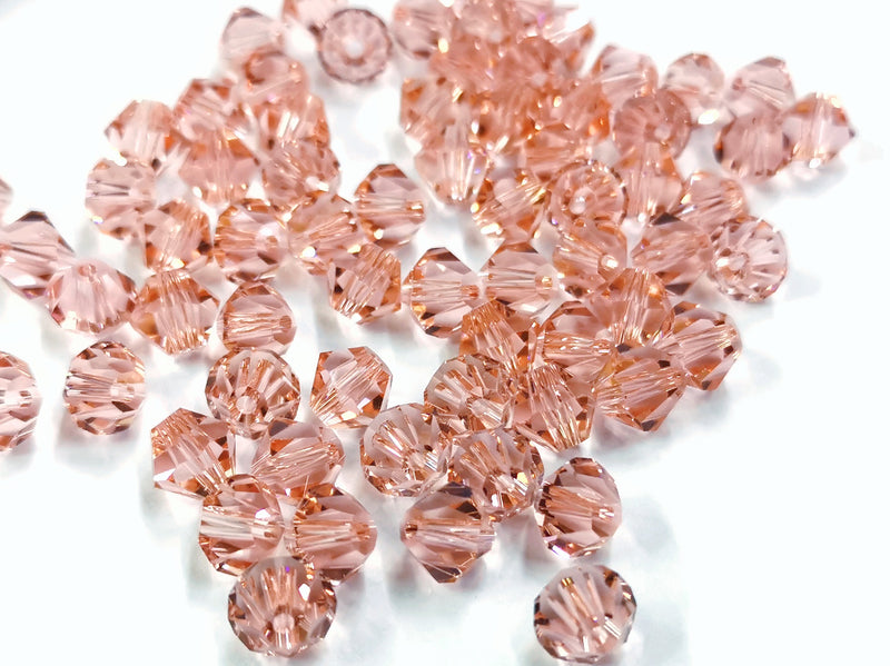 雙尖水晶玻璃, 8mm, 水紅, 36粒