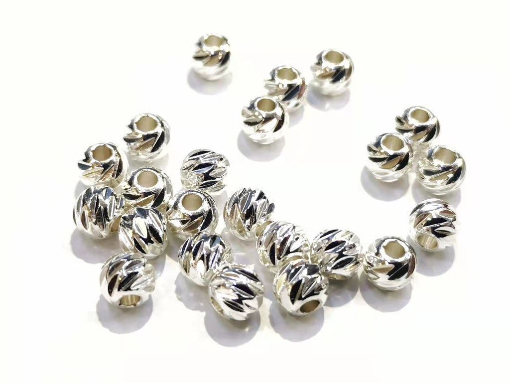 Brass beads, 5.5mm, faceted cut round, 24 pcs | 銅珠, 5.5mm實心切面銅珠, 24個