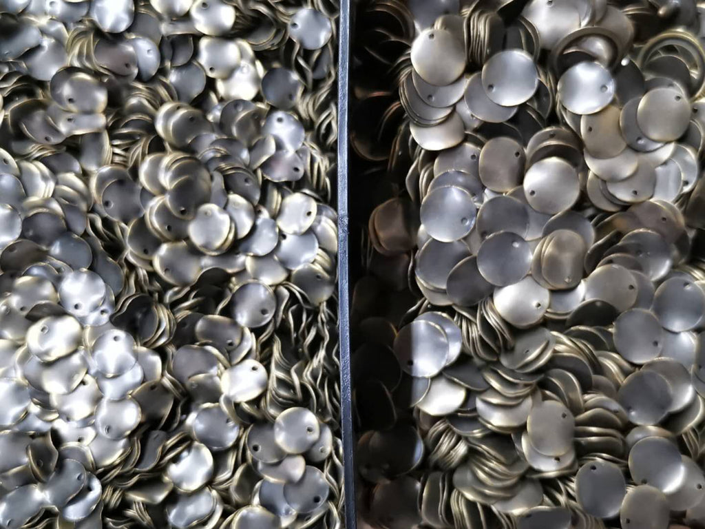 Brass Charm, Ripple, 6/8/10mm, top hole, 100 pcs | 圓銅片, 6/8/10mm, 邊孔, 100個