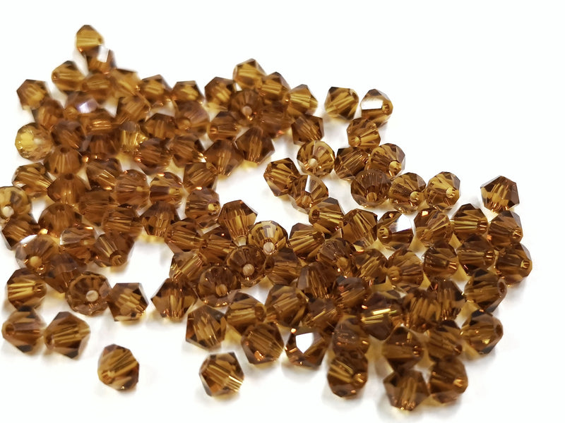 雙尖水晶玻璃, 5mm, 深黃, 72粒