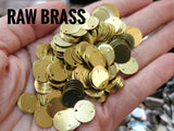 Clearance, Brass sequins, 10mm, 2 holes, 100 pcs | 特價, 圓銅片, 10mm, 雙孔, 100個
