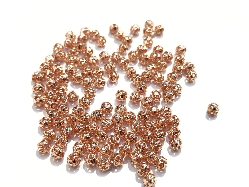 Bead, Brass, 4mm round, 30 pcs | 銅珠, 4mm通花銅珠, 30個