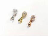 Bail, Brass, Cubic Zirconia, 6.5x17mm, 1 pc | 銅瓜子扣,方晶鋯石, 6.5x17mm, 1個