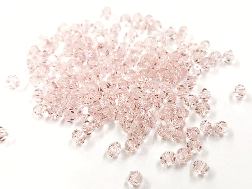 Bicone Glass Bead, 4mm, vintage rose, 144 Pcs | 雙尖水晶玻璃, 4mm, 水紅色, 144粒