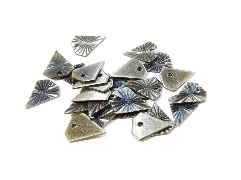 銅片, 鑽石形, 8x10mm, 邊孔, 20個