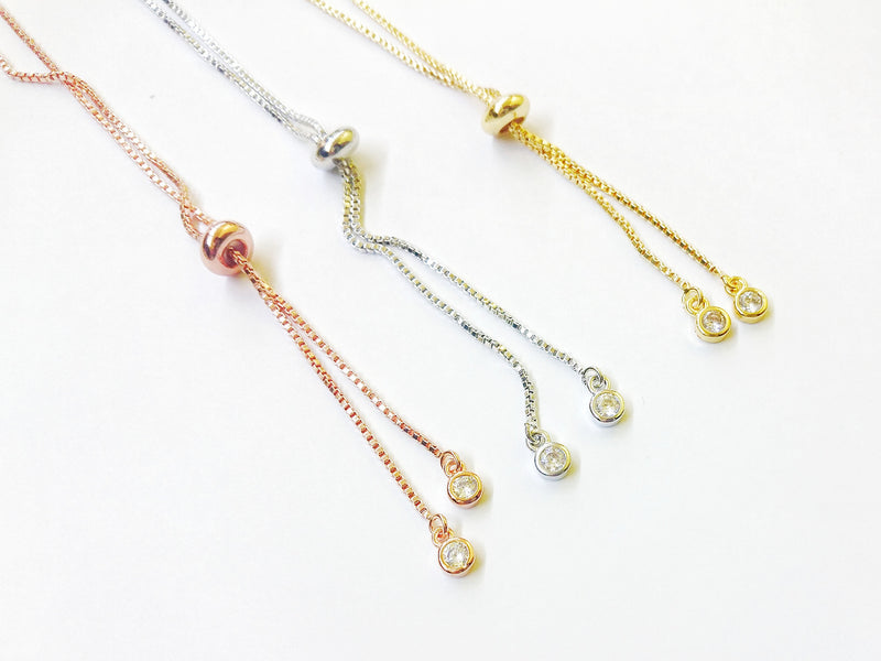Open-end Adjustable Bracelet, Cubic Zirconia Chain End, Price Per Piece - amakeit bead 天富