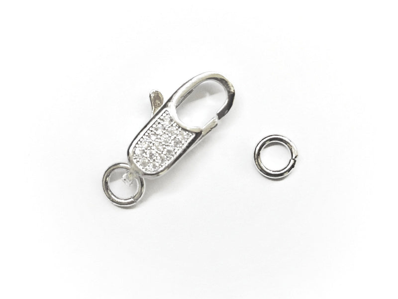 Lobster Clasp, 8x16mm, Cubic Zirconia, Price Per Clasp - amakeit bead 天富