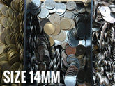 Clearance, Brass sequins, 14mm, centre hole, 50 pcs | 特價, 圓銅片, 14mm, 中孔, 50個