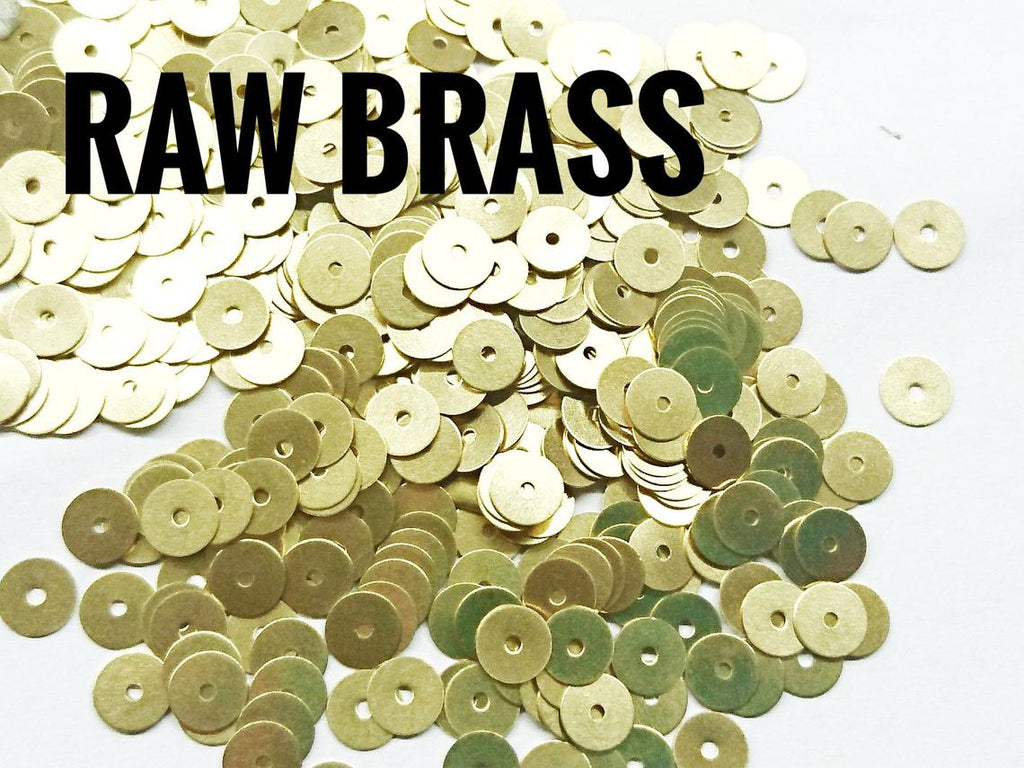 Clearance, Brass sequins, 6mm, centre hole, 200 pcs | 特價, 圓銅片, 6mm, 中孔, 200個