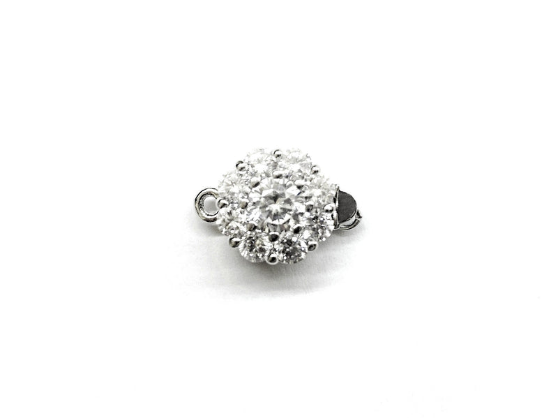 Box Clasp, 10mm, Cubic Zirconia Clasp, Round, Price Per Piece - amakeit bead 天富