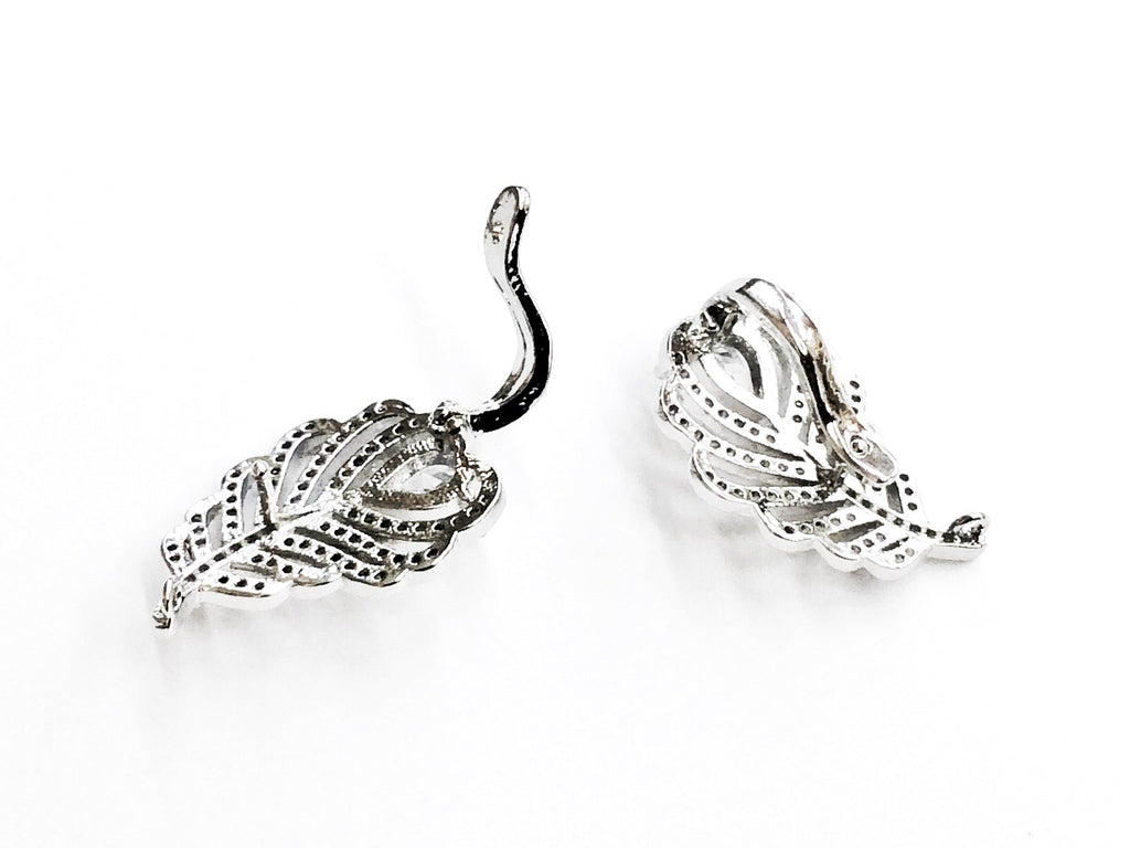 Bail, Snap Clasp, Hinged Enhancer, 17x24mm, Cubic Zirconia | 鏈墜扣, 閃石啪扣,17x24mm