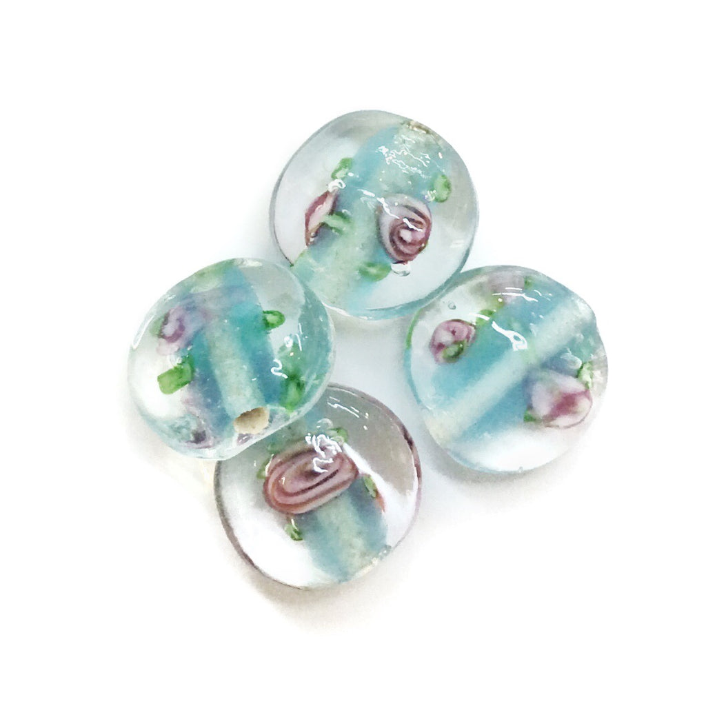 Bead, Lampwork, 7.5x14mm, Disc, Price Per 4 Pieces | 琉璃珠, 7.5x14mm, 4粒