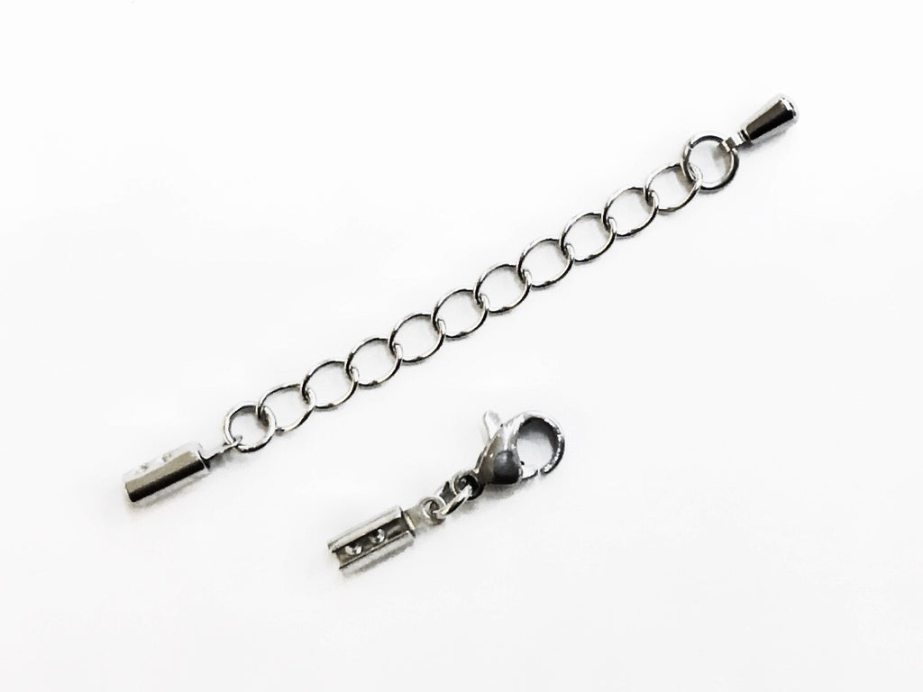 Clasp Set, Cord End, 1.5mm/2mm Cord, 2 Sets| 繩尾扣, 不鏽鋼, 1.5mm/2mm繩用, 2套